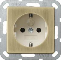 Розетка Gira System 55 Schuko с/з со шторками 16A 250V безвинтовой зажим бронза/кремовый 0453613