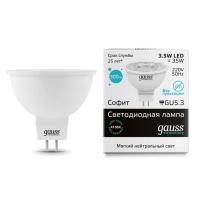 Лампа светодиодная Gauss GU5.3 3.5W 4100K матовая 13524 Лампа светодиодная Gauss GU5.3 3.5W 4100K матовая 13524