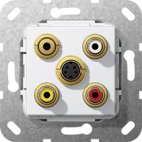 Розетка S-Video/2RCA/Minijack/композитный Gira System 55 чисто-белый глянцевый 566303