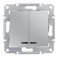 Выключатель двухклавишный с синей подсветкой Schneider Electric Sedna 10A 250V SDN0300360