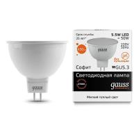 Лампа светодиодная Gauss GU5.3 5.5W 3000K матовая 13516 Лампа светодиодная Gauss GU5.3 5.5W 3000K матовая 13516