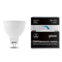 Лампа cветодиодная диммируемая Gauss GU5.3 5W 4100K матовая 101505205-D Лампа cветодиодная диммируемая Gauss GU5.3 5W 4100K матовая 101505205-D