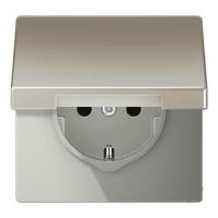 Розетка с заземлением с крышкой безвинтовой зажим Jung LS 990 edelstahl ES1520KL