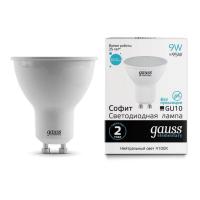 Лампа светодиодная Gauss GU10 9W 4100K матовая 13629 Лампа светодиодная Gauss GU10 9W 4100K матовая 13629