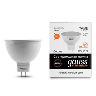Лампа светодиодная Gauss GU5.3 9W 3000K матовая 13519 Лампа светодиодная Gauss GU5.3 9W 3000K матовая 13519