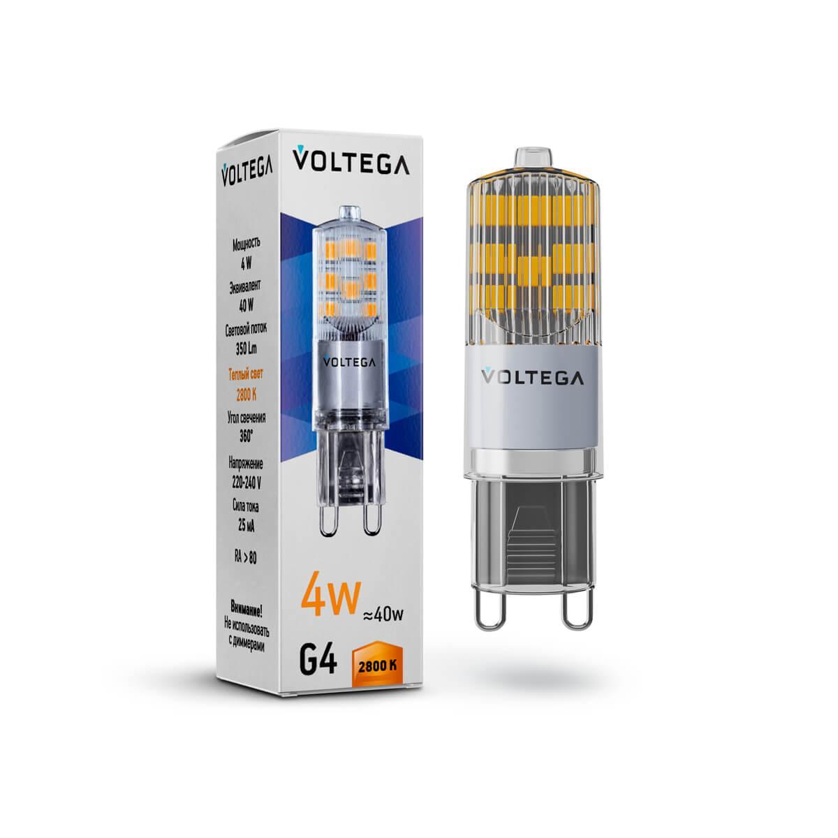 Лампа светодиодная Voltega G9 4W 2800К прозрачная VG9-K2G9warm4W 7124 ...