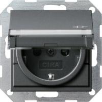 Розетка Gira System 55 Schuko с/з со шторками крышкой 16A 250V безвинтовой зажим антрацит 276228