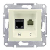 Розетка телефонная RJ-11 и Ethernet RJ-45 Schneider Electric Sedna UTP SDN5200147