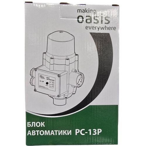 Блок автоматики для насоса водяного Oasis PC-13P без кабеля, электронное реле давления воды с манометром