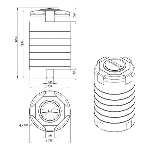 Емкость рециклинговая R T 500 л