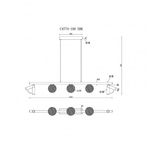 Подвесная светодиодная люстра iLedex Telescope C4774-100 SBK