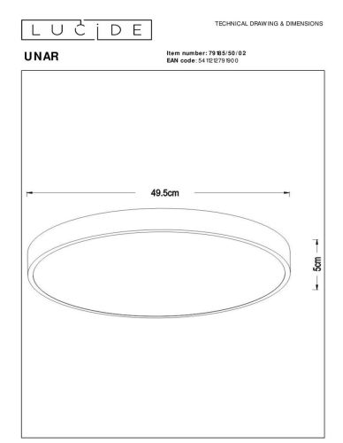 Потолочный светодиодный светильник Lucide Unar 79185/50/02