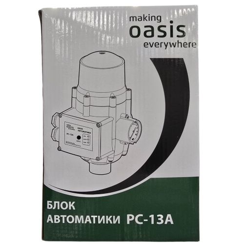 Блок автоматики для насоса водяного Oasis PC-13A с кабелем, электронное реле давления воды с манометром