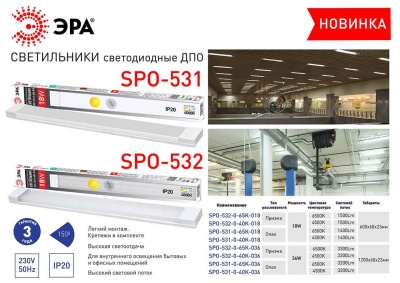 Потолочный светодиодный светильник ЭРА SPO-531-0-40K-018 Б0045366 Потолочный светодиодный светильник ЭРА SPO-531-0-40K-018 Б0045366