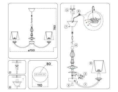 Подвесная люстра Ambrella Light High Light Ceramo Classic LH75024