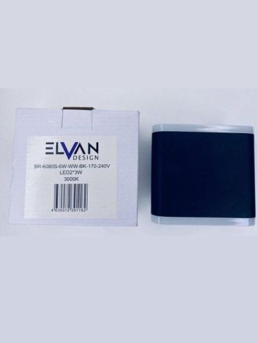 Уличный настенный светодиодный светильник Elvan GW-6080S-6W-WW-BK