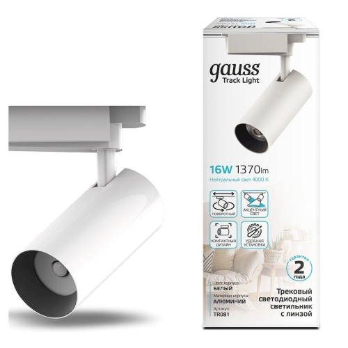 Трековый светодиодный светильник Gauss Track Light Led TR081