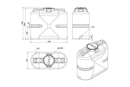Емкость S 500 л синяя