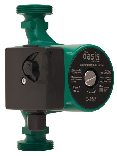 Насос циркуляционный для отопления Oasis C-25/2 с мокрым ротором, 60 Вт, напор 2 м, 30 л/мин, с накидными гайками