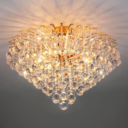 Подвесная люстра Eurosvet 3299/9 золото/прозрачный хрусталь Strotskis