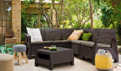 Угловой комплект мебели Корфу Релакс Corfu Relax Set коричневый (Израиль)