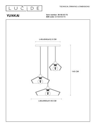 Подвесная люстра Lucide Yunkai 10413/03/72