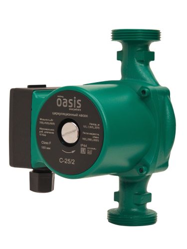 Насос циркуляционный для отопления Oasis C-25/2 с мокрым ротором, 60 Вт, напор 2 м, 30 л/мин, с накидными гайками