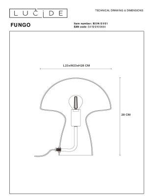 Настольная лампа Lucide Fungo 10514/01/61 Настольная лампа Lucide Fungo 10514/01/61