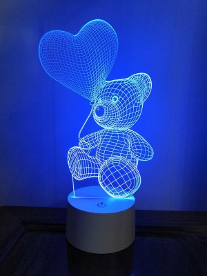 Фигурка светодиодная «Мишка с сердцем» 25x13см Uniel ULI-M503 RGB/3AAA Lovebear/White UL-00007420