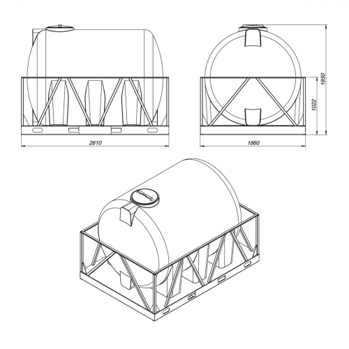 Емкость H 5000 л синяя в обрешетке