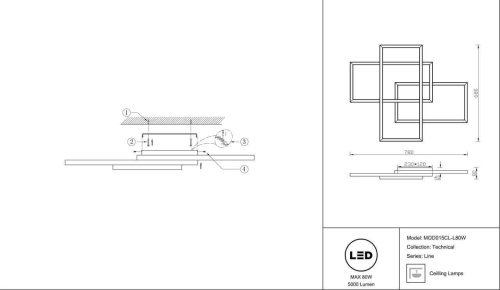 Потолочный светодиодный светильник Maytoni Line MOD015CL-L80W