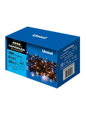 Светодиодная гирлянда Uniel 220V теплый белый ULD-S2000-200/DGA Warm White IP20 UL-00007308