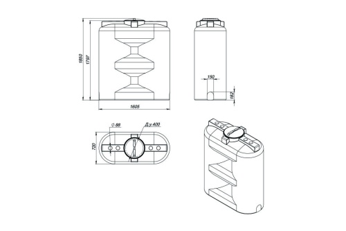 Емкость S 1500 л белая
