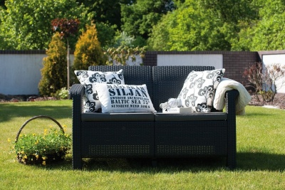 Диван пластиковый Корфу (Corfu love seat) графит (производство Россия)