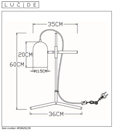 Настольная лампа Lucide Edek 45584/01/30