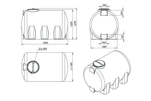 Емкость H 2000 л синяя