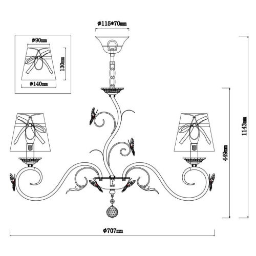 Подвесная люстра Rivoli Farfalla 2014-207 Б0038411
