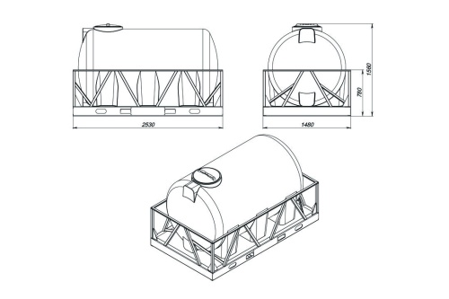 Емкость H 3000л синяя в обрешетке (1560х1480х2530)