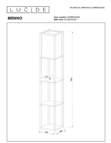 Торшер Lucide Menno 44799/81/30 Торшер Lucide Menno 44799/81/30