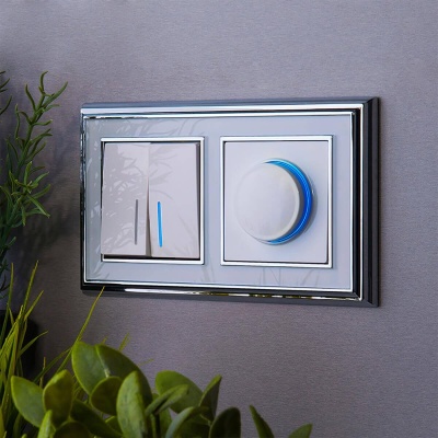 Выключатель Werkel двухклавишный проходной с подсветкой белый WL01-SW-2G-2W-LED 4690389059186