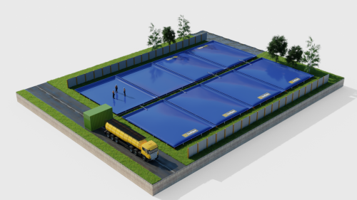 Емкость мягкая ПВх200 кубов для КАС красный (1500х11800х15130)