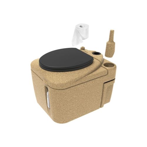 Туалет торфяной для дачи Rostok Eco с разделителем, с термосиденьем, песочный гранит