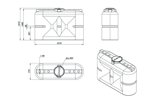 Емкость S 2000 л белая