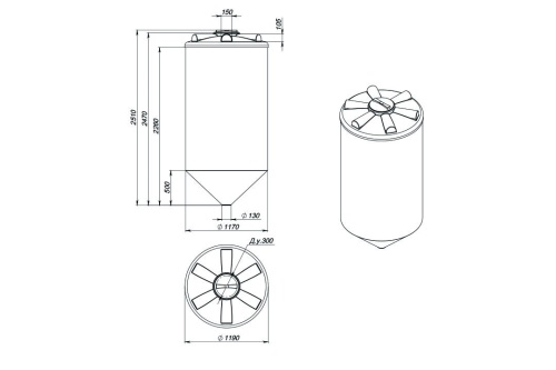 Емкость ФМ 2000 л белая