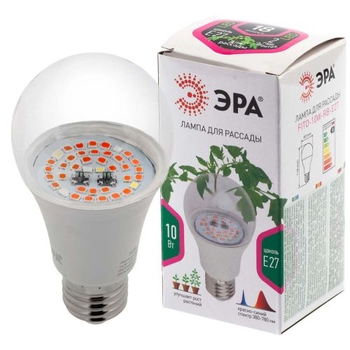Лампа светодиодная для растений ЭРА E27 10W 1310K прозрачная Fito-10W-RB-E27 Б0050600 Лампа светодиодная для растений ЭРА E27 10W 1310K прозрачная Fito-10W-RB-E27 Б0050600