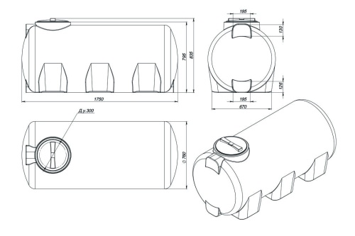 Емкость H 750 л синяя