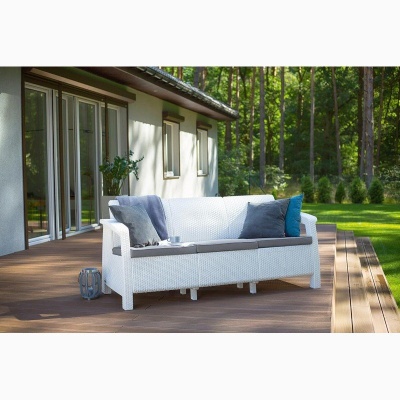 Диван пластиковый Корфу Макс (Corfu love seat max) белый (производство Россия)