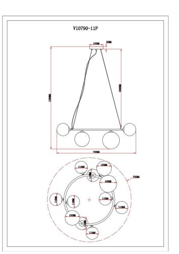 Подвесная люстра Moderli Renny V10790-11P