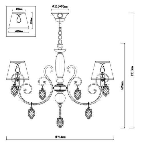Подвесная люстра Rivoli Molto 2010-206 Б0038390