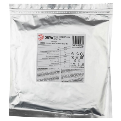 Светодиодная влагозащищенная лента ЭРА 14,4W/m 60LED/m 5050SMD холодный белый 5M KU-5050AD-60D-W Б0044119
